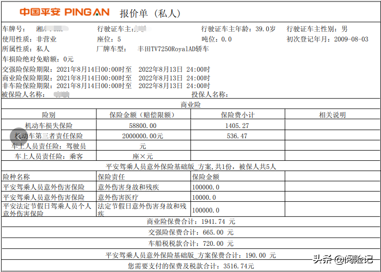 车险怎么买最划算2021多少钱？车险怎么买最划算2021年？看平安和其他公司的报价明细就知道了