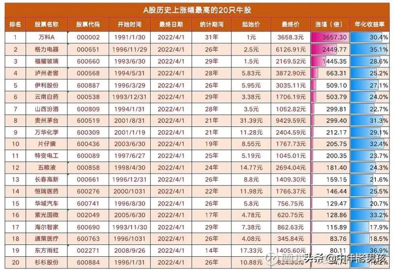 历史上股票涨幅最高点是多少？